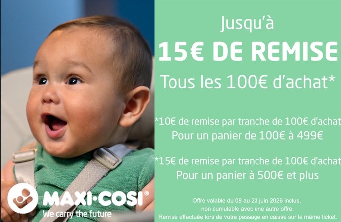 Jusqu'&agrave; 15&euro; de remise tous les 100&euro; d'achat*